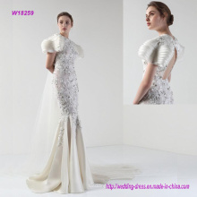 Королевский бисером Sweep поезд свадебное платье с Многослойными рукавами